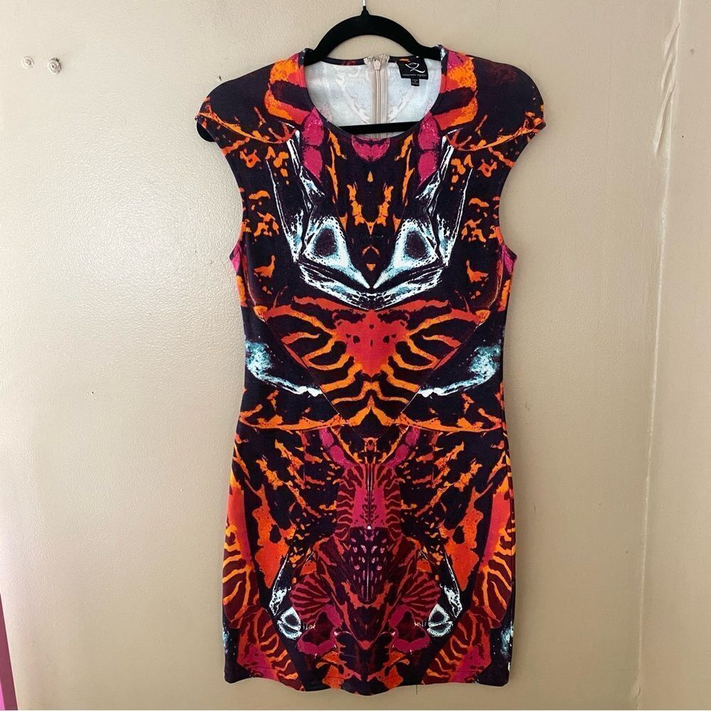 McQ Alexander McQueen Interlock dress kaleidoscope print knit bodycon mini L - Picture 9 of 13
